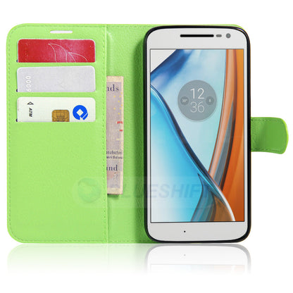 Moto G4 Play Pu Wallet Case [Green]