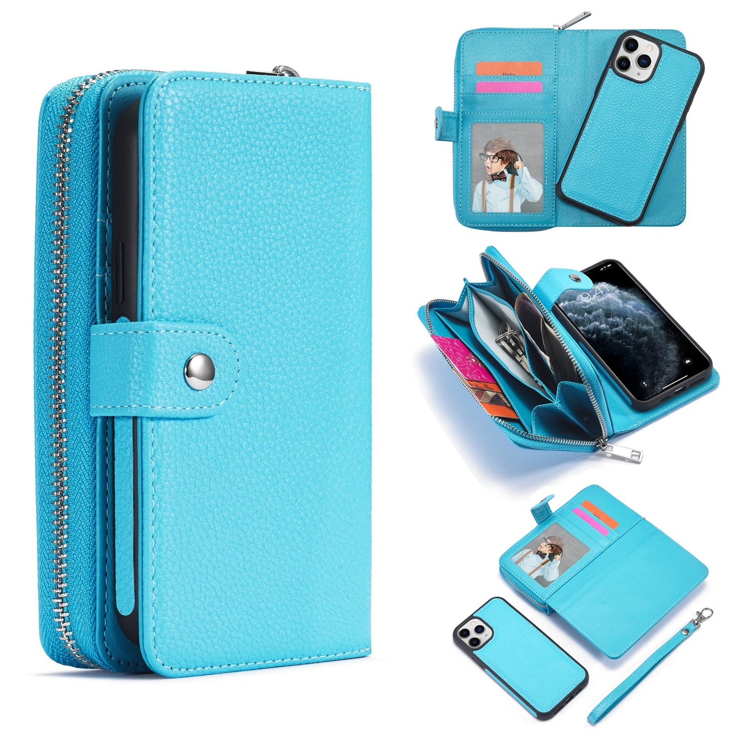 Apple iPhone 12 Pro Max Zipper Wallet Case LightBlue