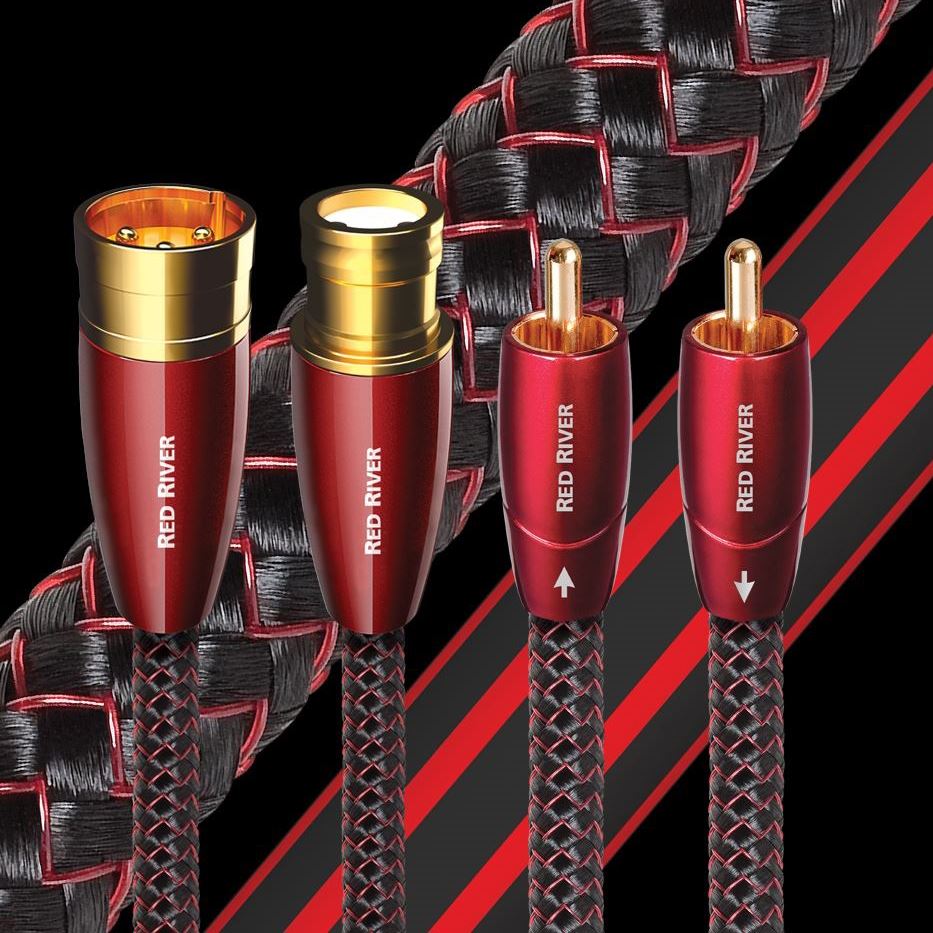 AUDIOQUEST Red River 1.5M 2 to 2 RCA male. Solid perf surface copper Triple balanced. Hard-cell foam dielectric. Cold-welded,gold plated termination Jacket - red - black braid