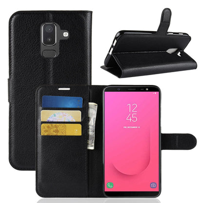 Galaxy J8 2018 Pu Wallet Case [Black]