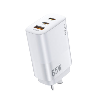 Vipfan 65W GaN Ultra Fast Charger w/ 2 USB-C & USB-A (AU7)