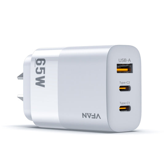 Vipfan 65W GaN Ultra Fast Charger w/ 2 USB-C & USB-A (AU7)