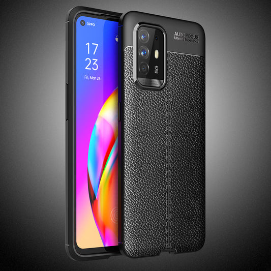 OPPO A94 5G Leather Texture Case Black