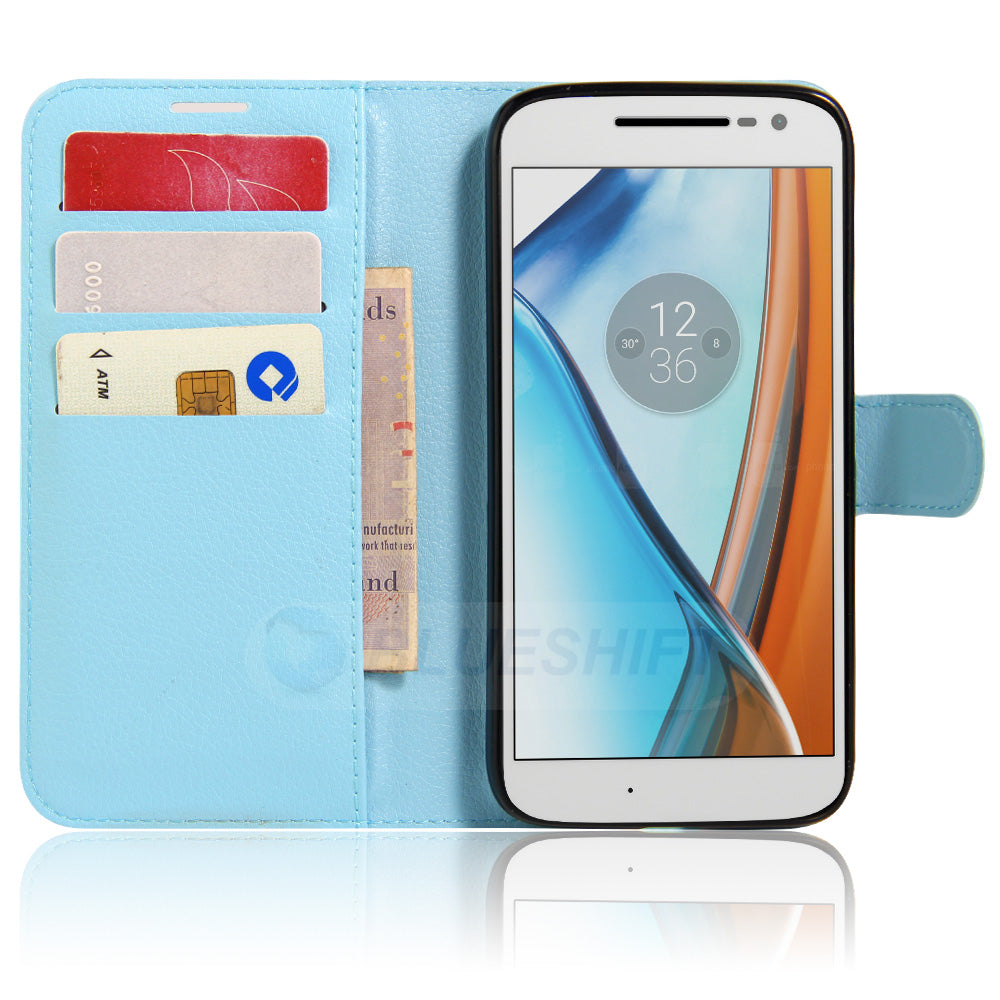 Moto G4 Play Pu Wallet Case [Lightblue]