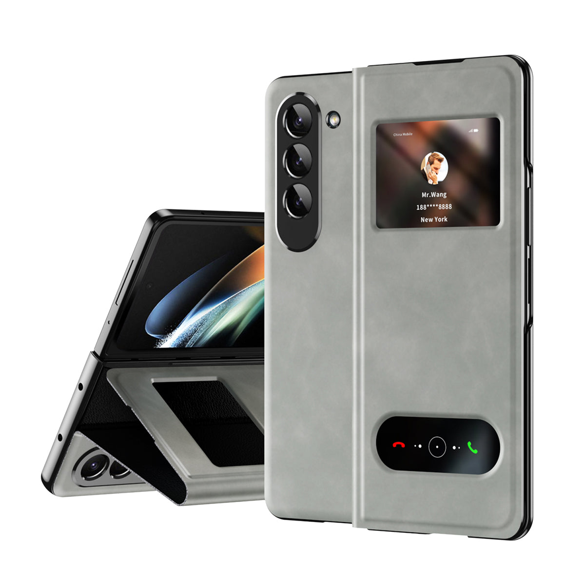 Samsung Galaxy Z Fold5 5G PU Leather Case Grey