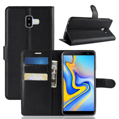 Galaxy J6Plus/J6+ Pu Wallet Case [Black]