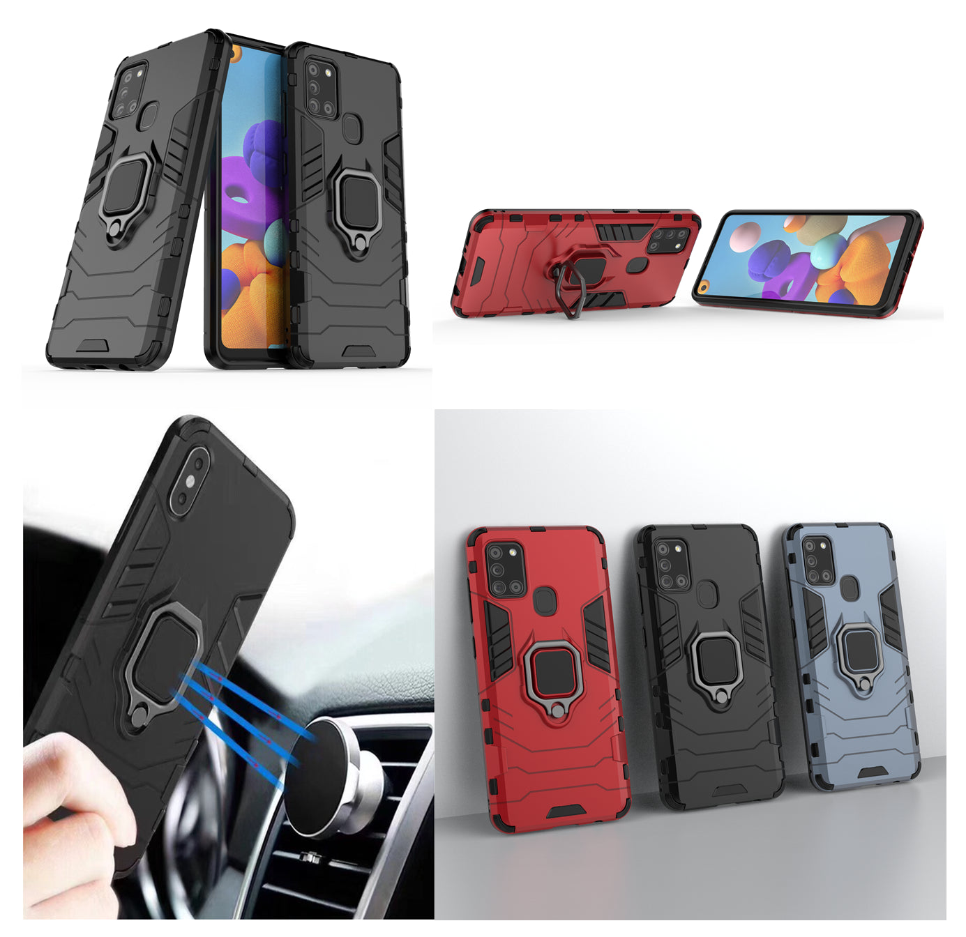 Armor Case w/ Ring Stand & Magnet - Galaxy A01 [Red]