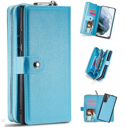 Samsung Galaxy S21 Plus Zipper Wallet Case LightBlue