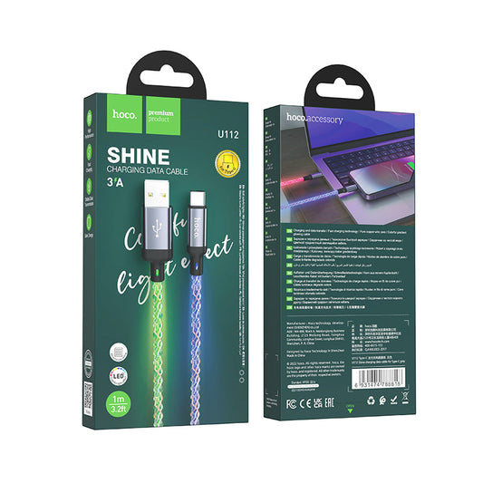 Hoco Colorful LED USB Cable - Type C (U112)