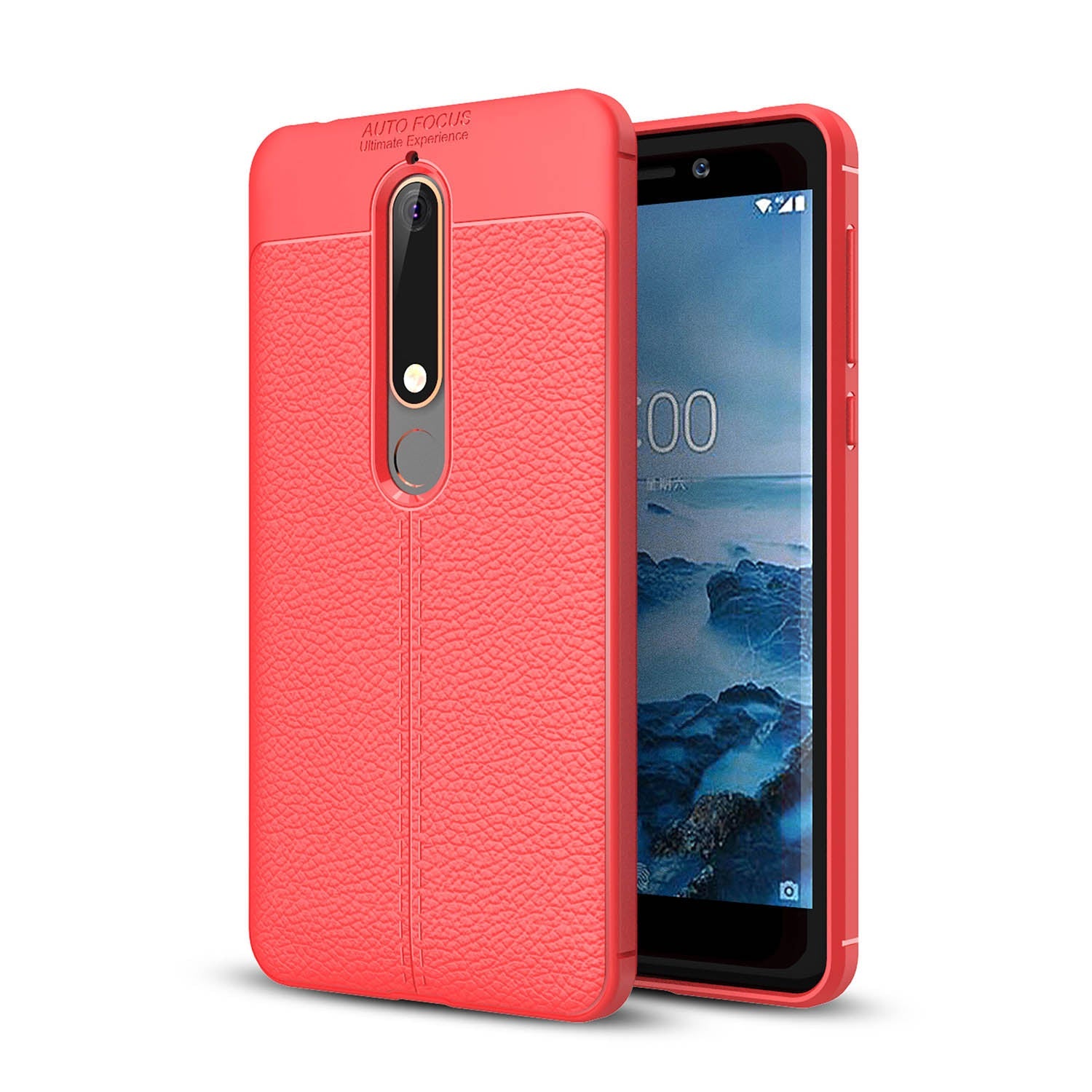 Nokia 6.1 Leather Texture Case Red