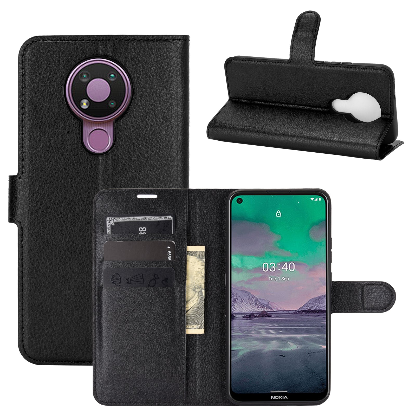 Nokia 3.4 Pu Wallet Case [Black]