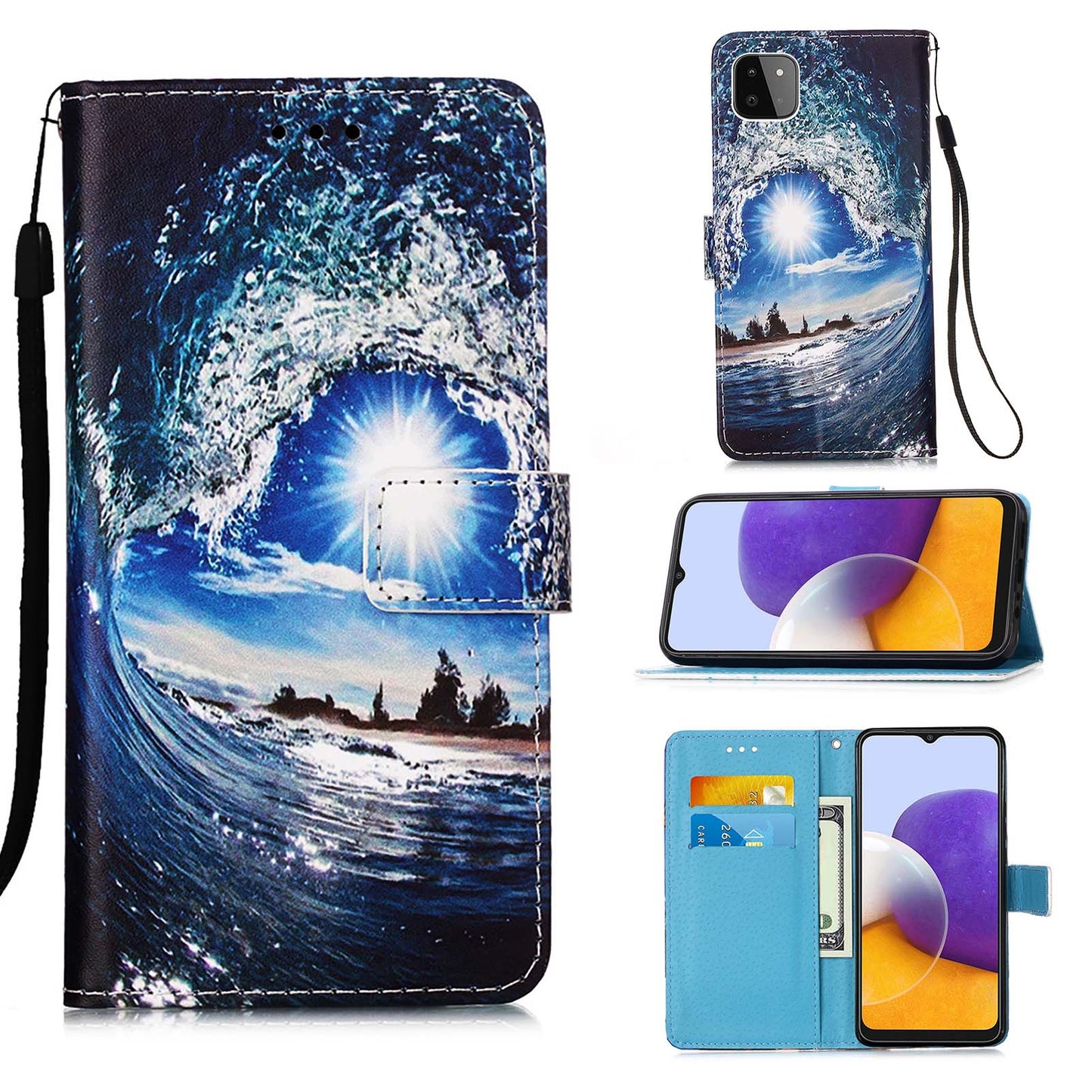 Samsung Galaxy A22 5G Designer PU Case SeaWave