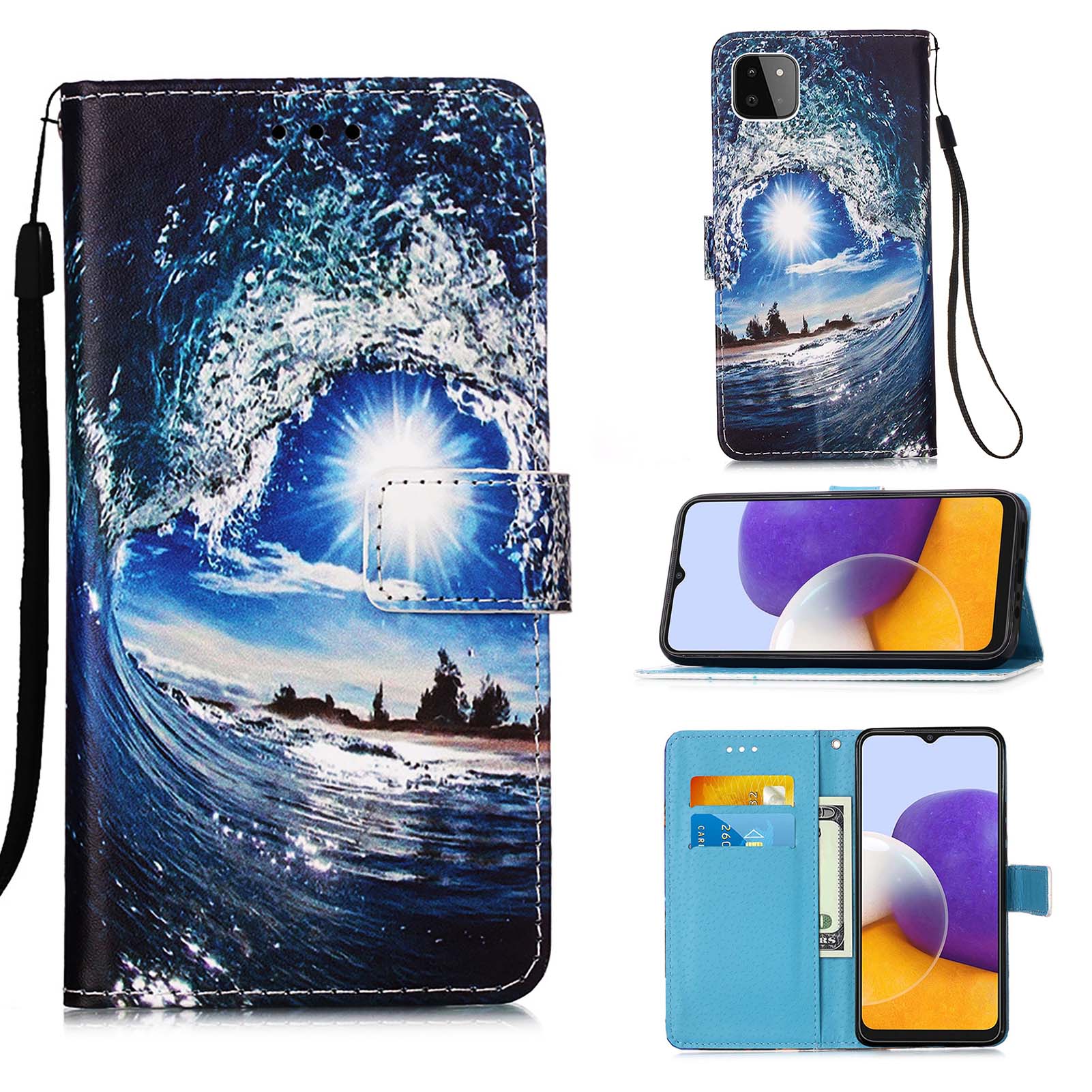 Samsung Galaxy A22 5G Designer PU Case SeaWave