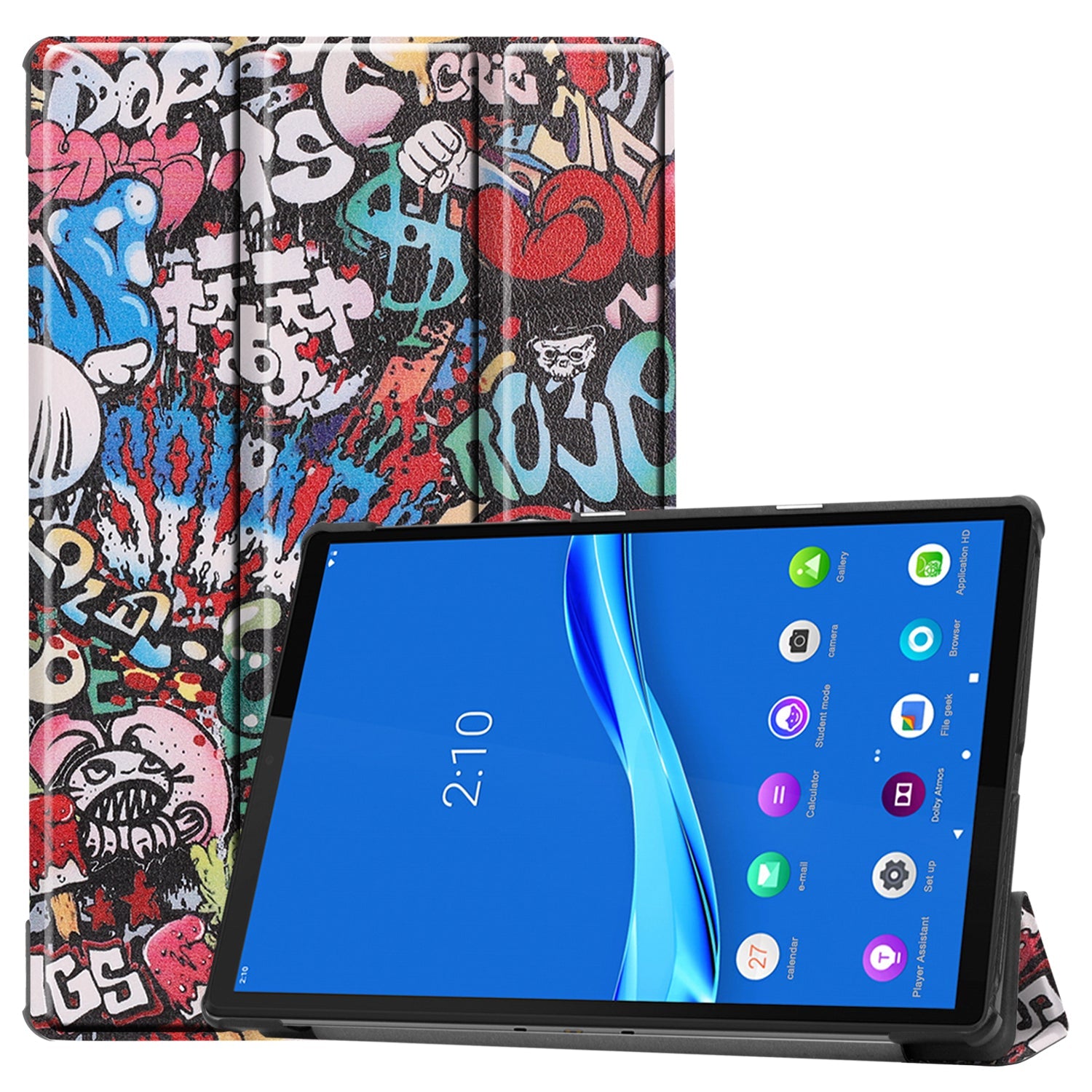 Lenovo Tab M10 Fhd Plus Tb-X606F Designer Tri-Fold Case [Graffiti]