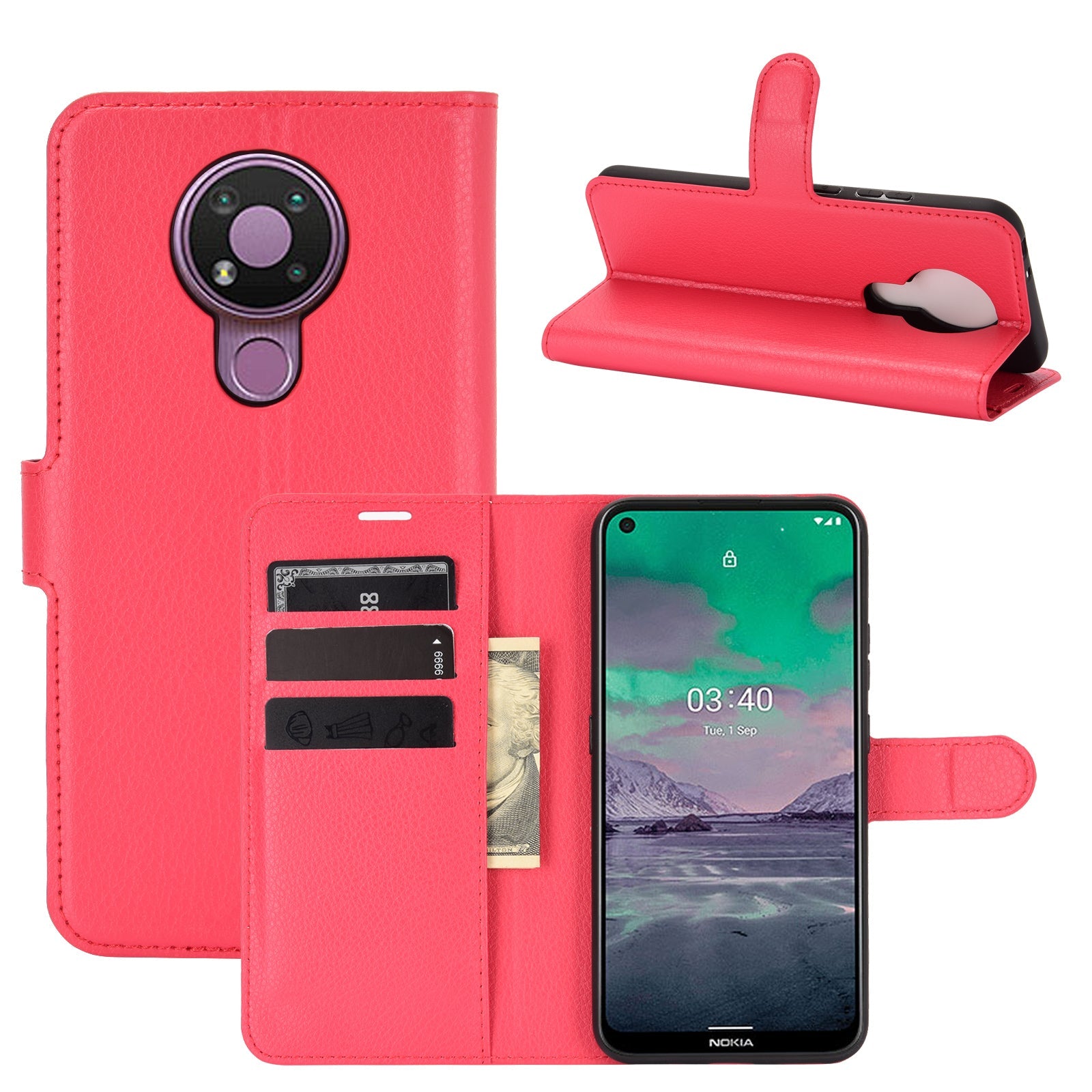 Nokia 3.4 Pu Wallet Case [Red]