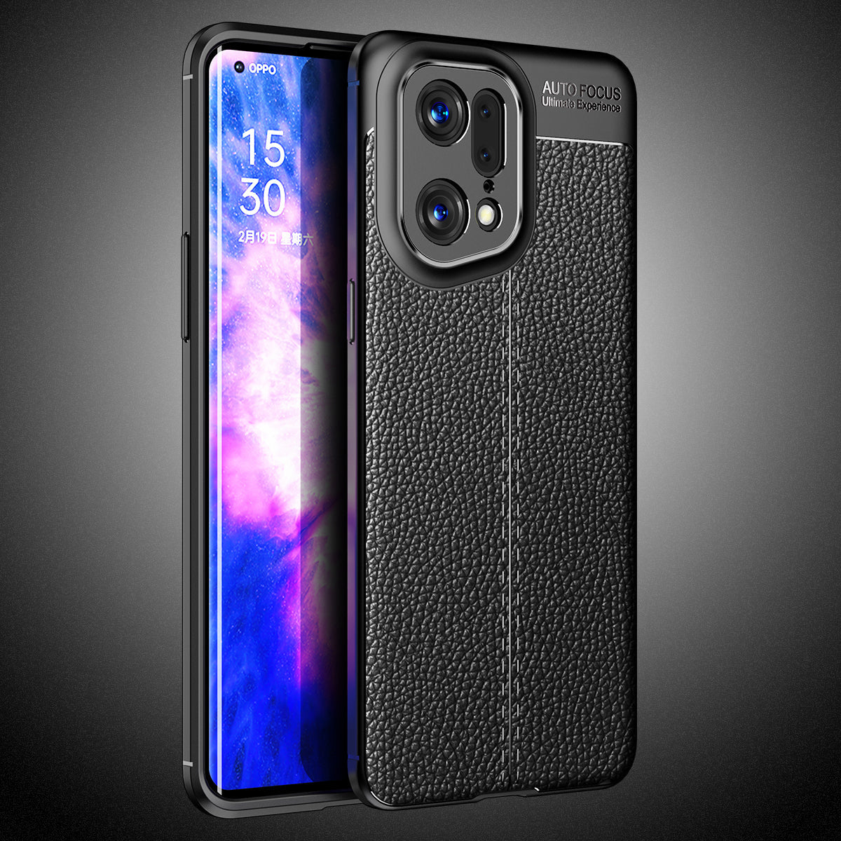 OPPO Find X5 Pro Leather Texture Case Black