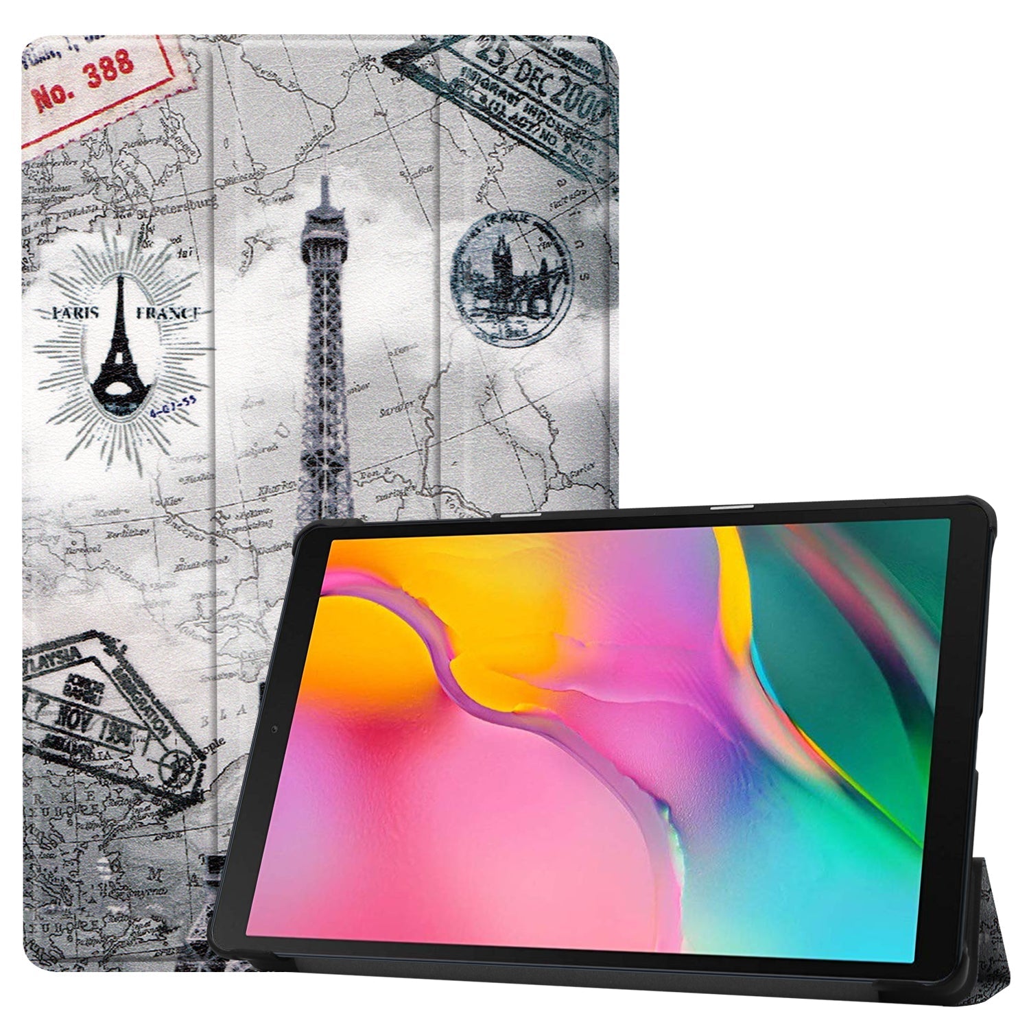 Galaxy Tab A 10.1 (2019) T510 Designer Tri-Fold Case [Eiffeltower]