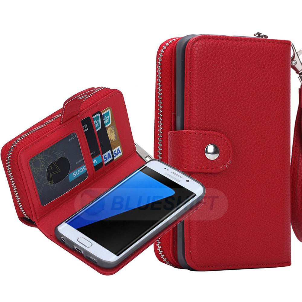 Samsung Galaxy S7 Edge Zipper Wallet Case Red