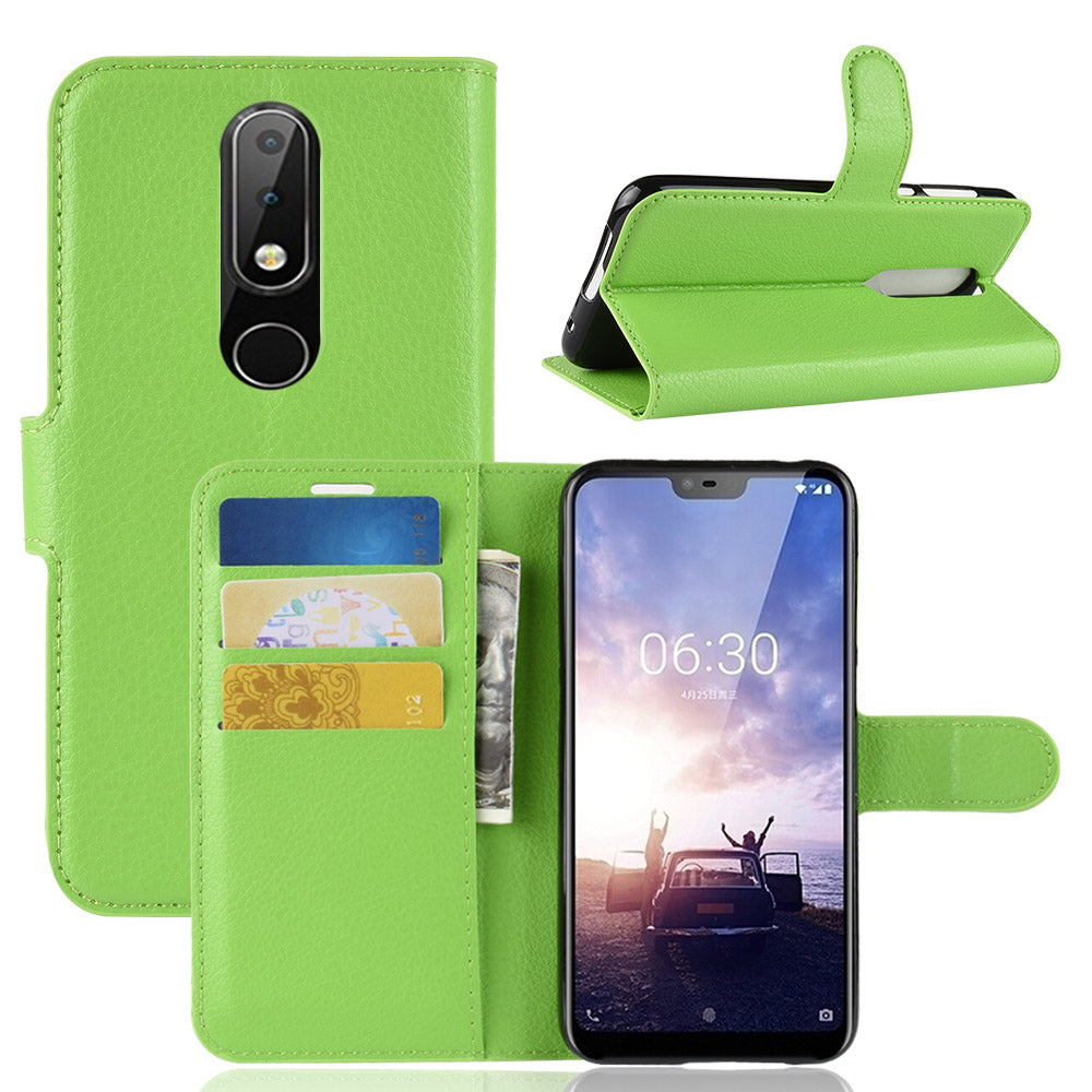 Nokia 6.1 Plus (X6) Pu Wallet Case [Green]