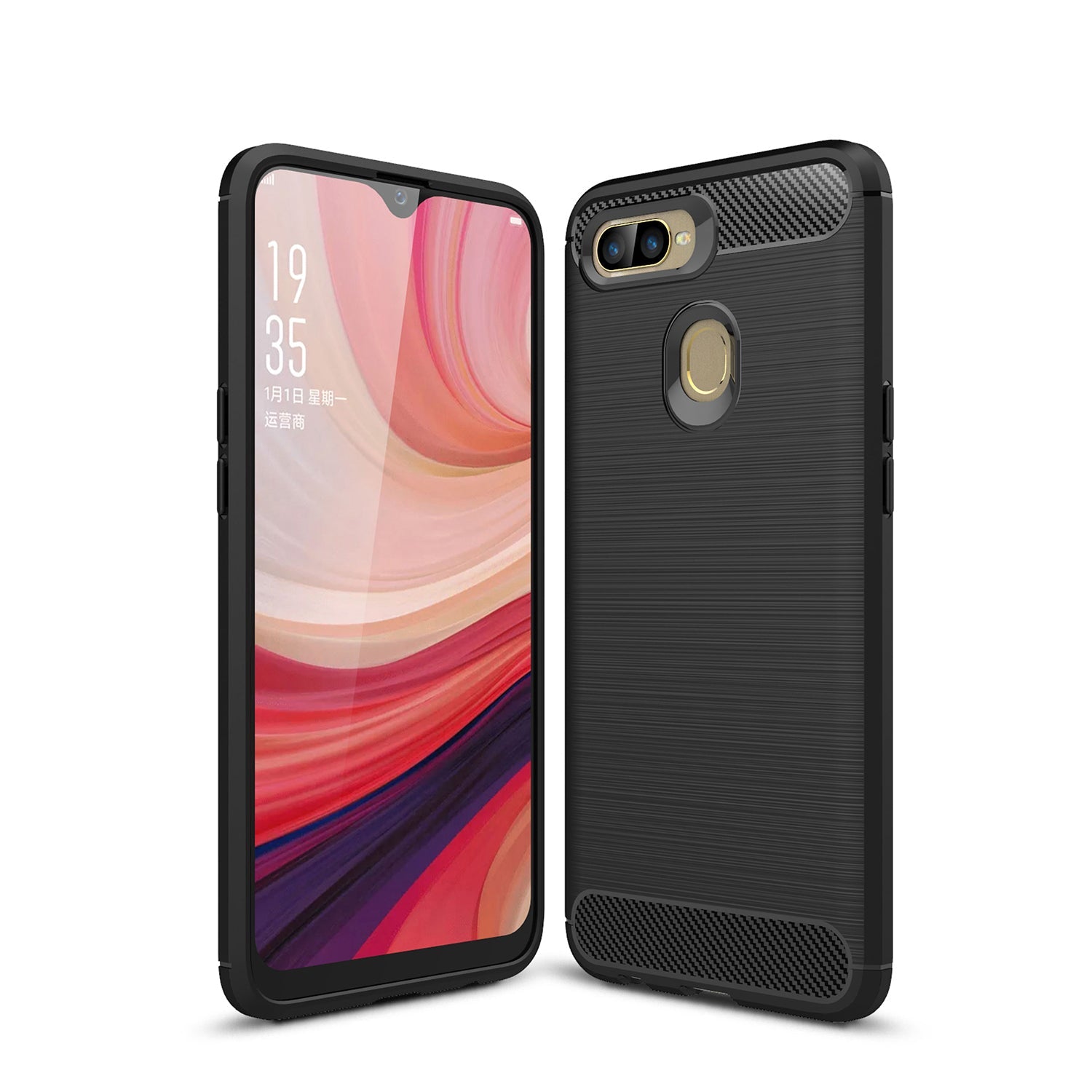 OPPO AX5s Carbon Fibre Case Black