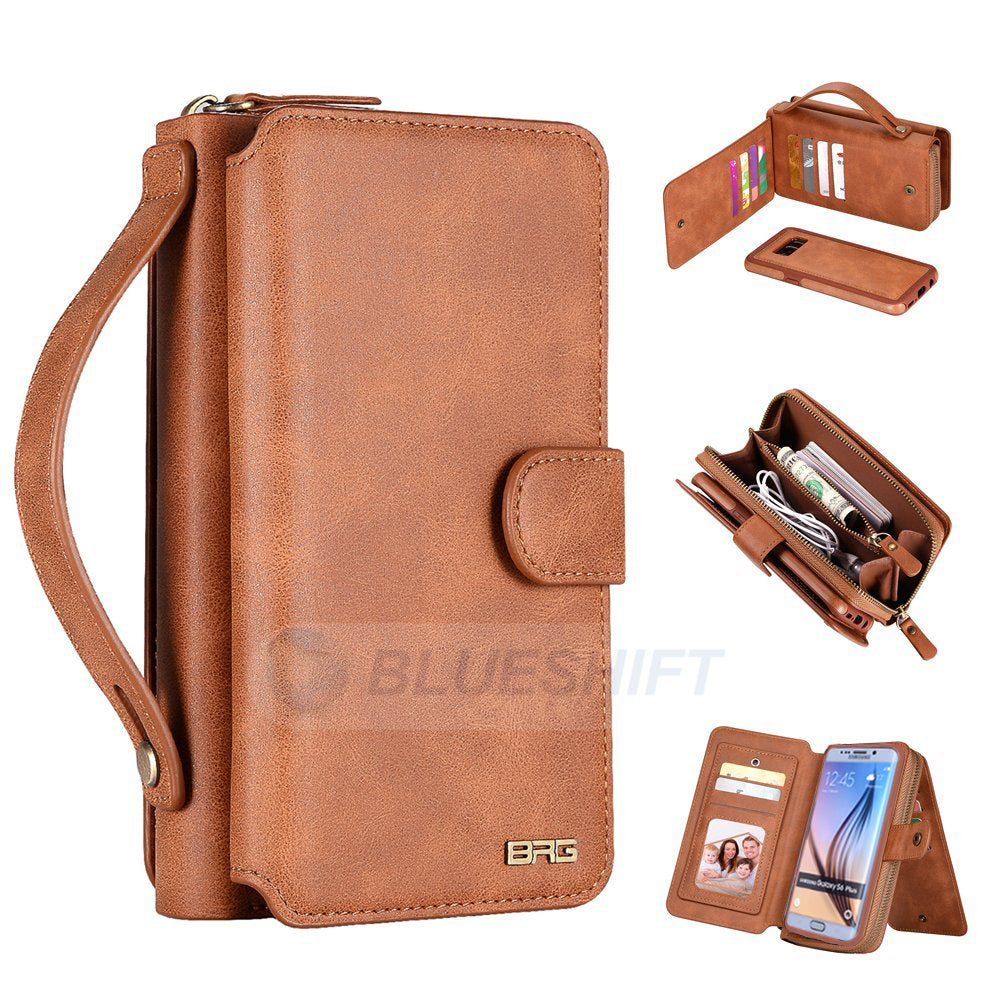 Samsung Galaxy S6 Edge Plus Deluxe Zipper Case Brown