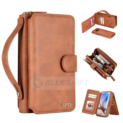 Samsung Galaxy S6 Edge Plus Deluxe Zipper Case Brown