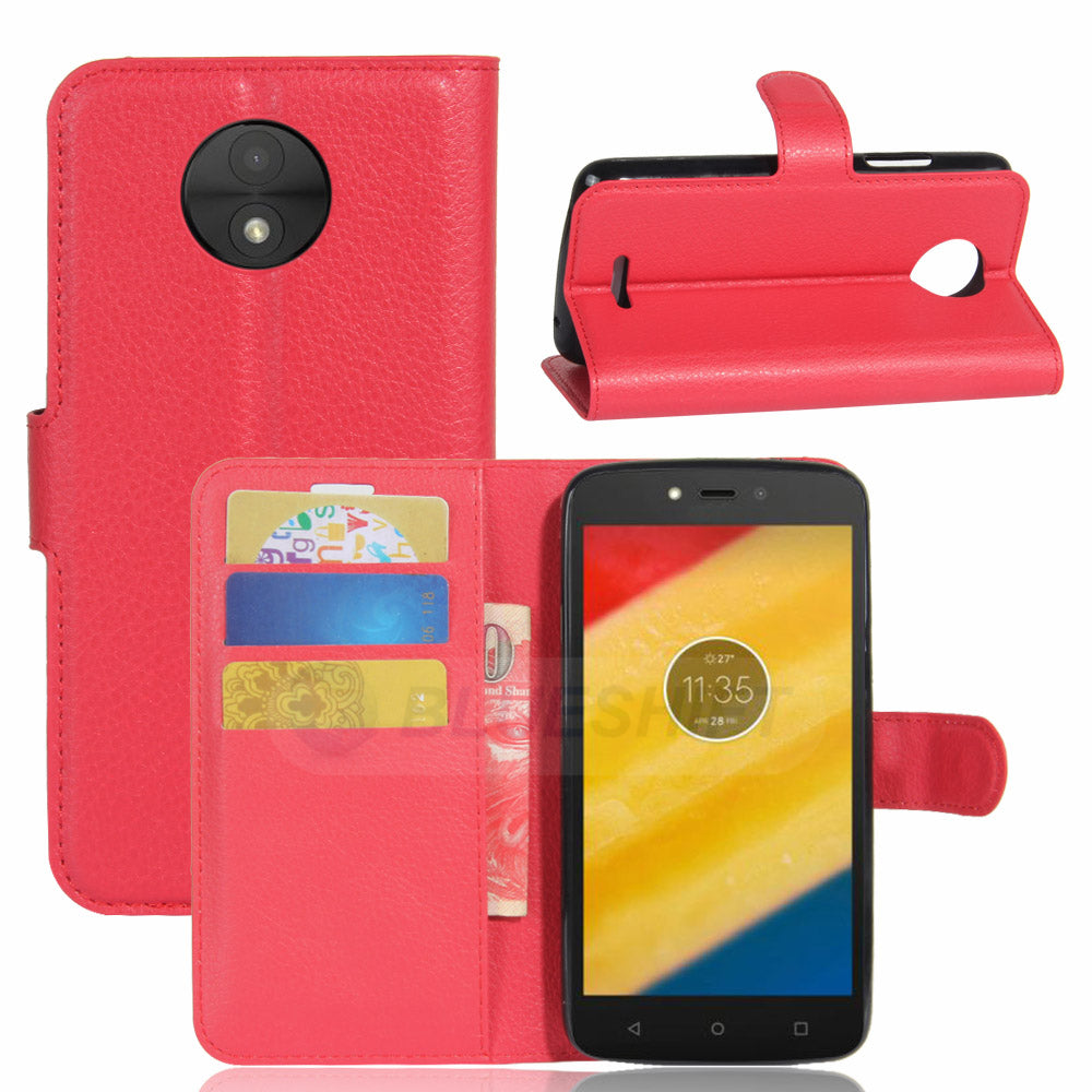 Moto C Pu Wallet Case [Red]