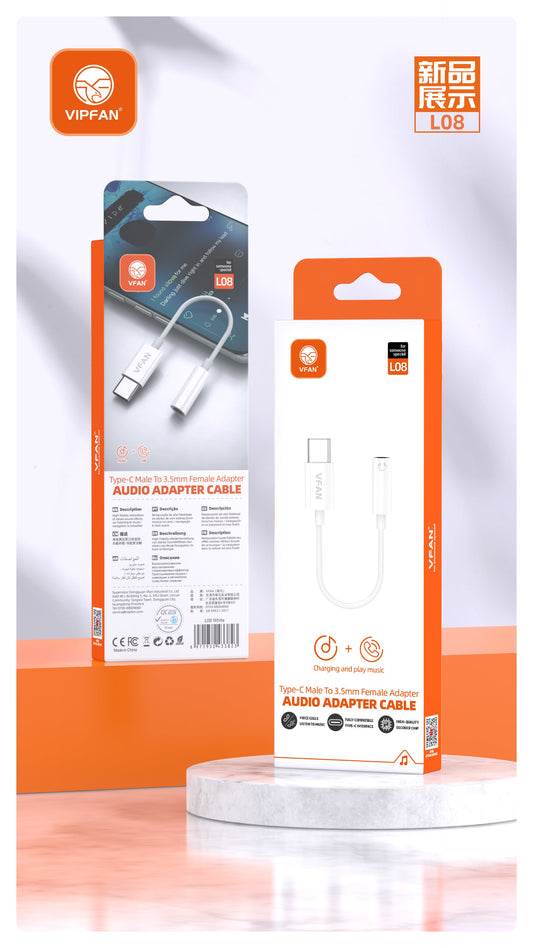 Vipfan Type C to 3.5mm Audio Jack Adapter (L08)