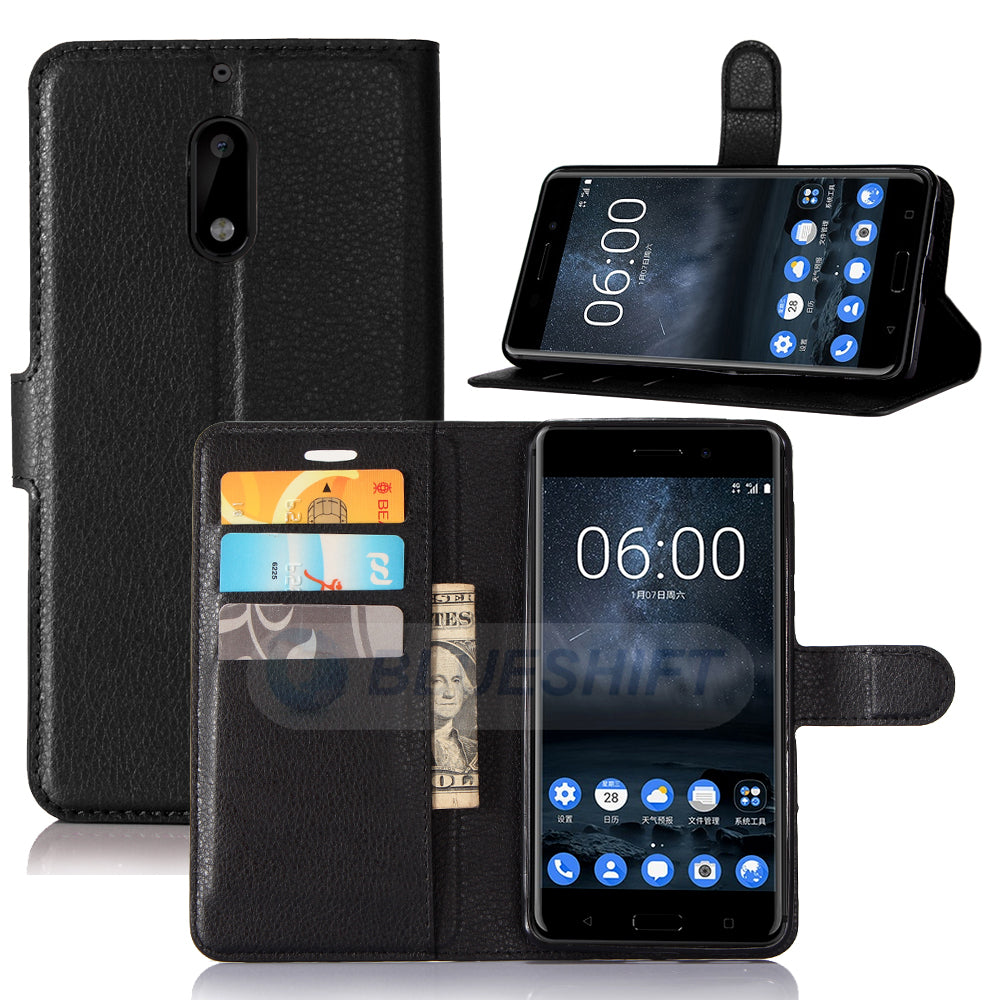 Nokia 6 Pu Wallet Case [Black]