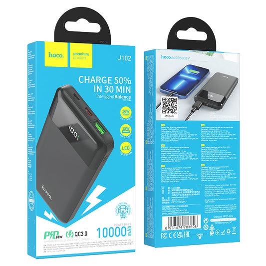 Hoco 20W PD+QC Power Bank w/ LED % Display (10000mAh) (J102)