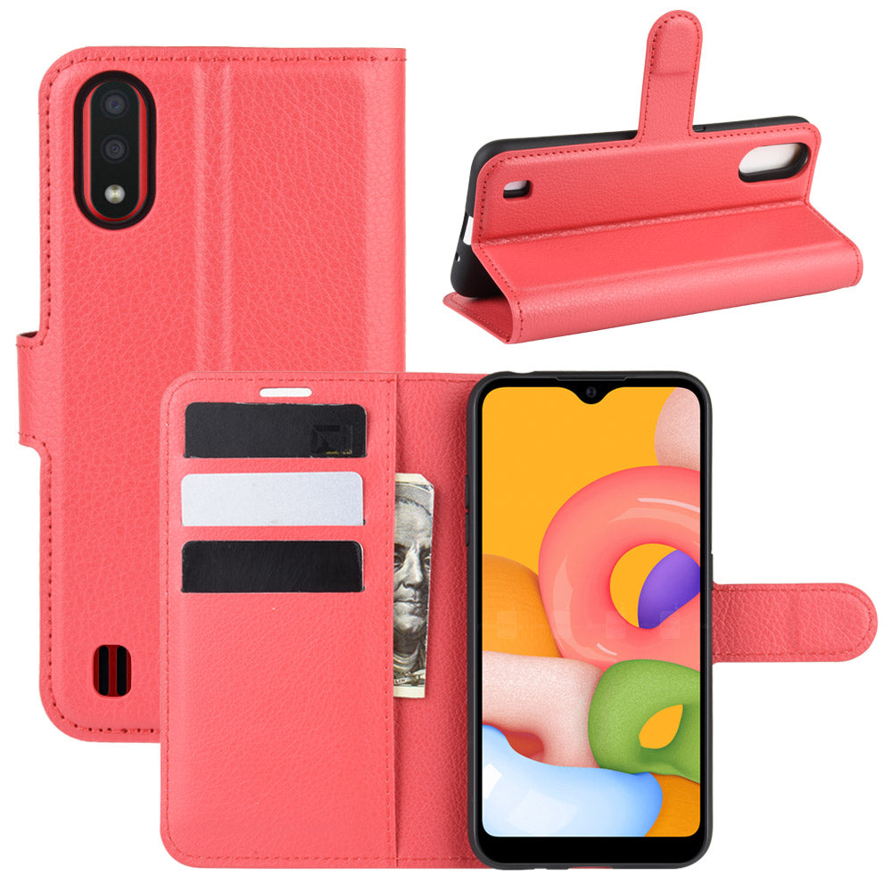 Galaxy A01 Pu Wallet Case [Red]