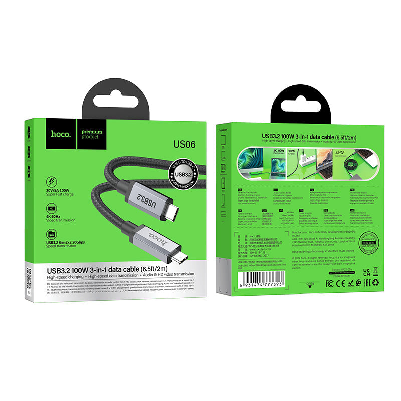 Hoco 100W USB3.2 4K HD Cable w/ Charging Video Audio (2M) (US06)