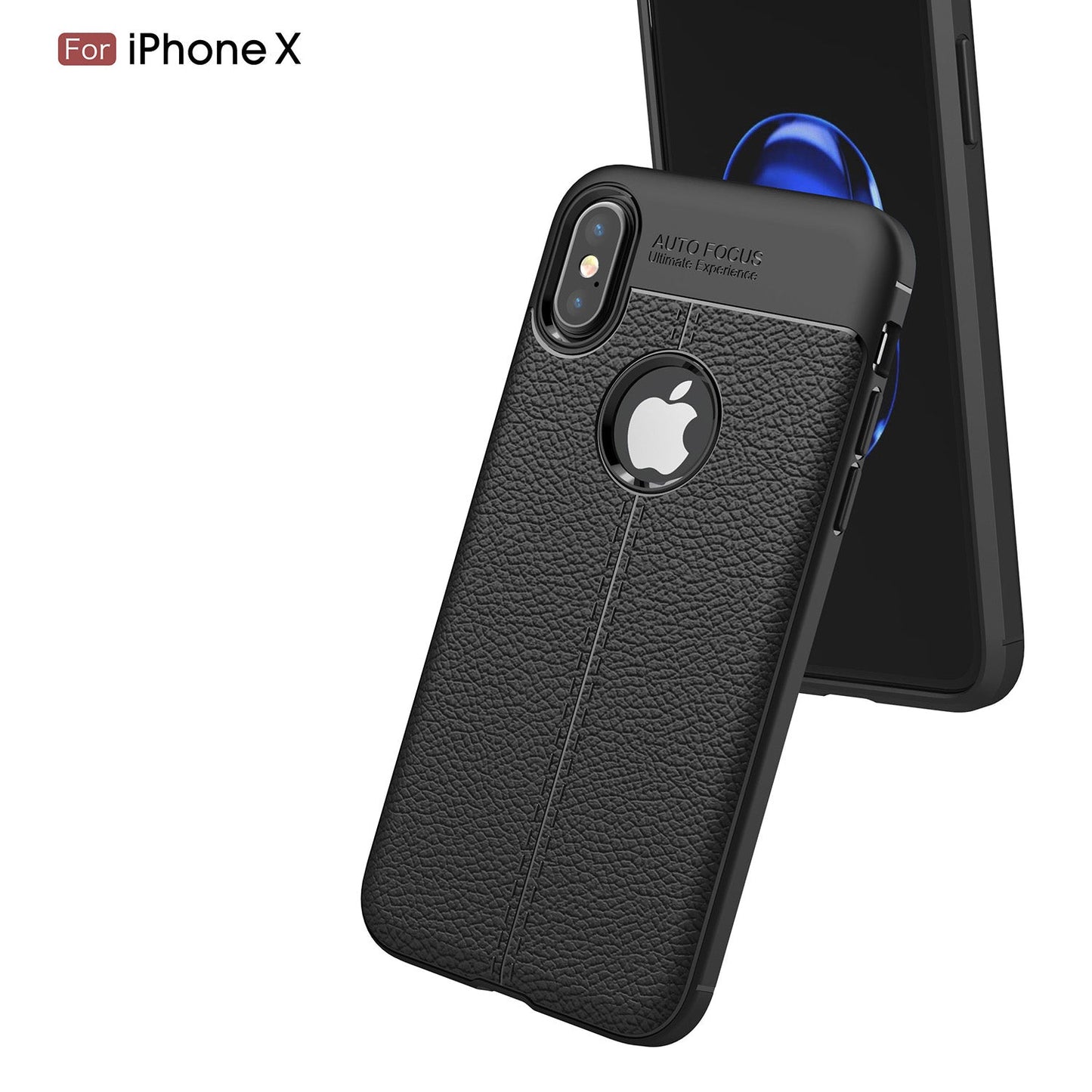 Apple iPhone X/XS Leather Texture Case Grey