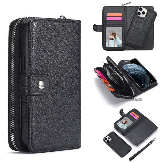 Apple iPhone 12/12 Pro Zipper Wallet Case Black
