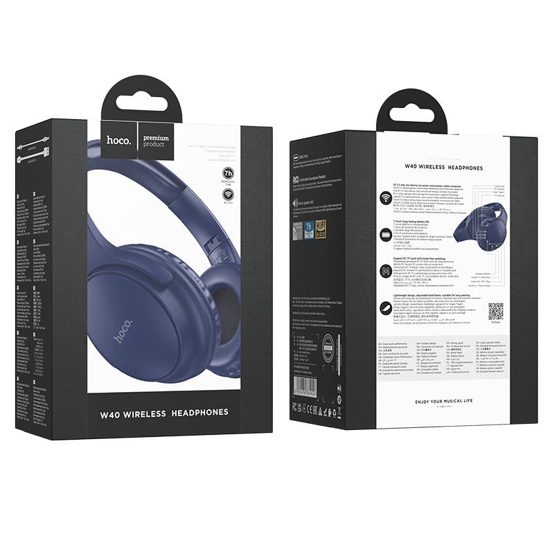 Bluetooth Headset w/ MicroSD & Aux Mode (W40) [Blue]