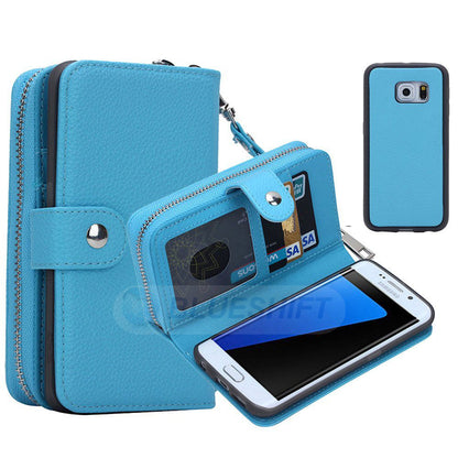 Samsung Galaxy S7 Edge Zipper Wallet Case LightBlue