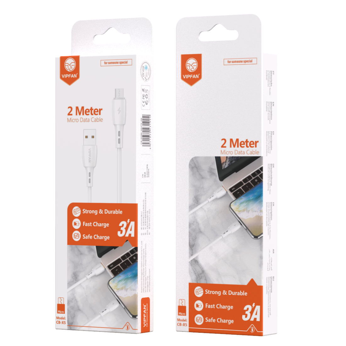 Vipfan Charge Cable (X5) - Micro USB [ 2M - Black ]