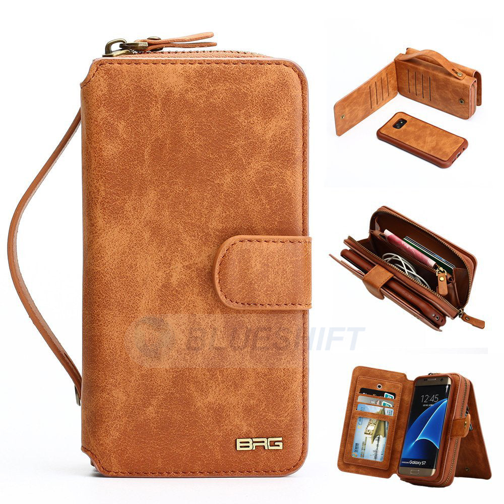 Samsung Galaxy S7 Deluxe Zipper Case Brown