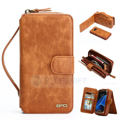 Samsung Galaxy S7 Deluxe Zipper Case Brown