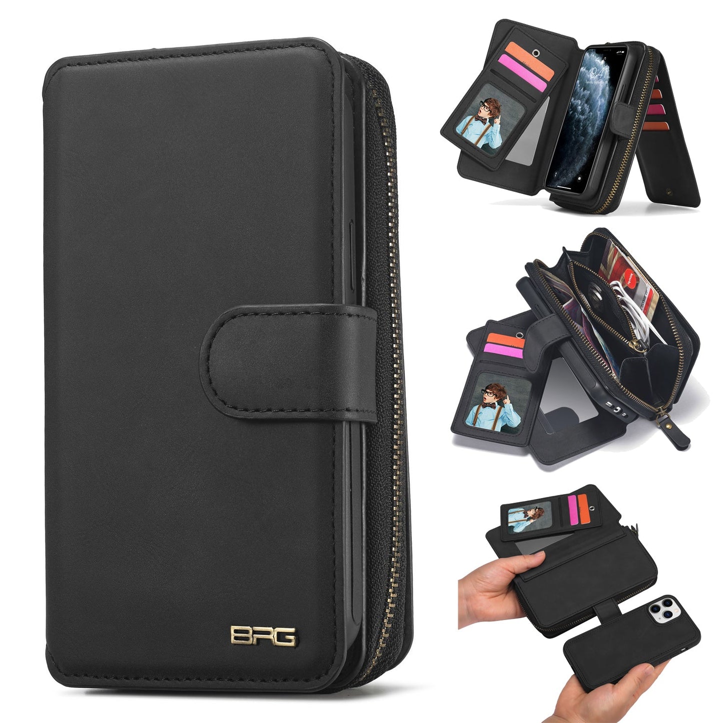 Apple iPhone 12/12 Pro Deluxe Zipper Case Black