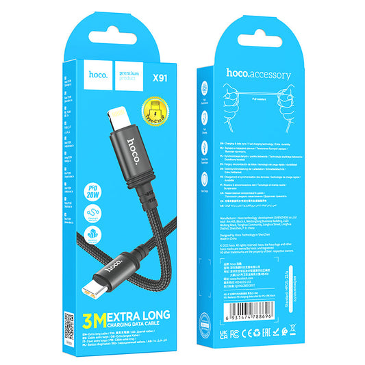 Hoco 20W Lightning to Type C Cable - 3 Meter (X91)