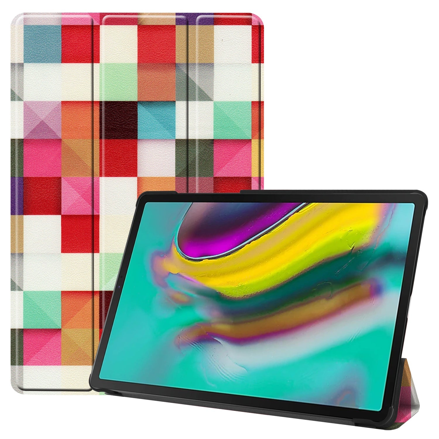 Galaxy Tab S5E T720 Designer Tri-Fold Case [Cube]