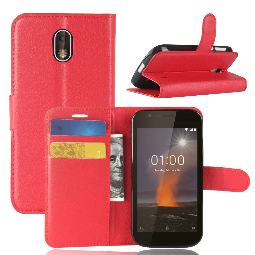 Nokia 1 Pu Wallet Case [Red]