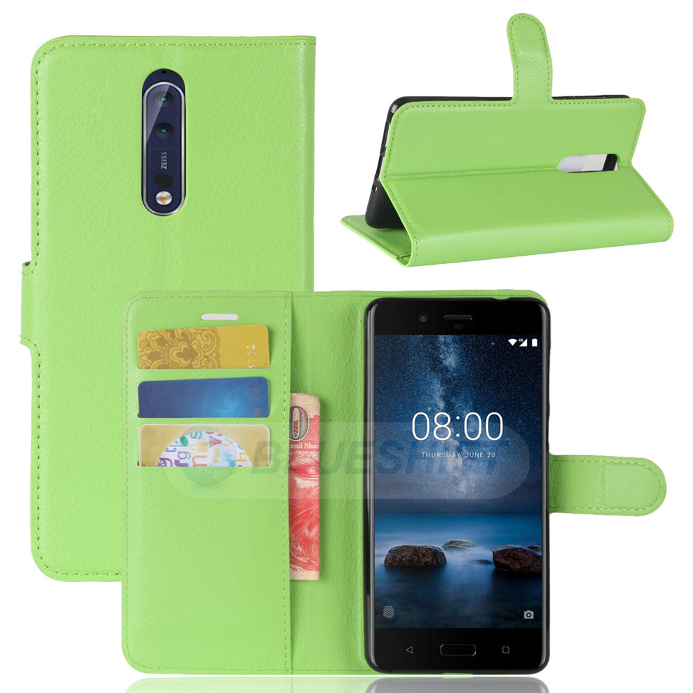 Nokia 8 Pu Wallet Case [Green]