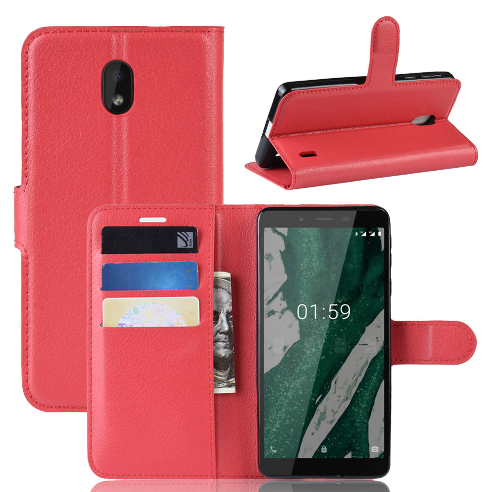 Nokia 1 Plus Pu Wallet Case [Red]