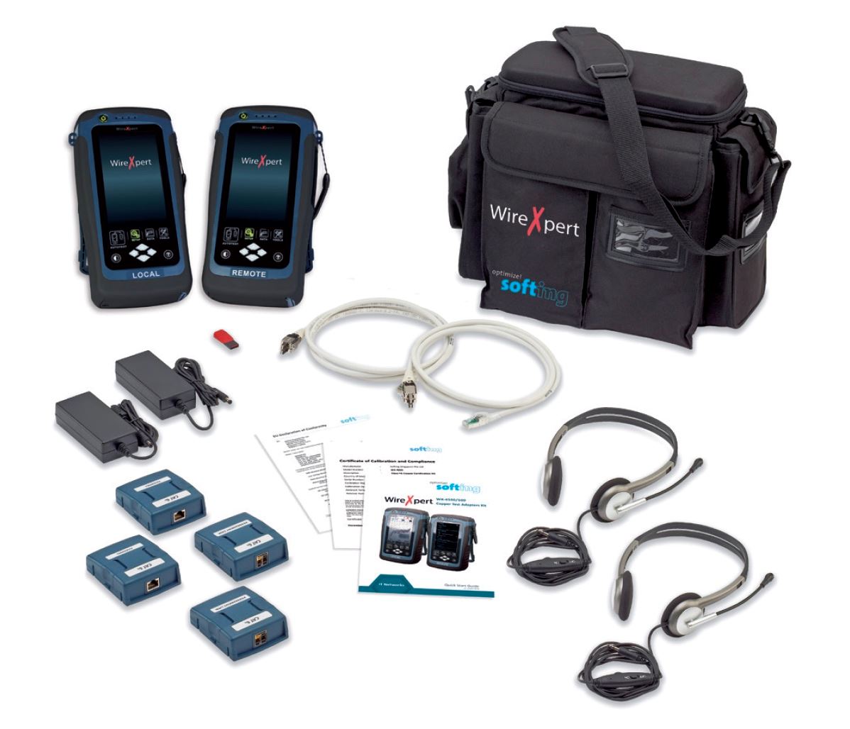 WIREXPERT 500MHz Tester Kit for Copper & Fiber Network Cabling. Includes Both Local & Remote Units, CAT 6A Channel Adapters, CAT 6A Link Adapters, 2x Headsets, Li-Ion *Bought in to Order - 14 Day Lead