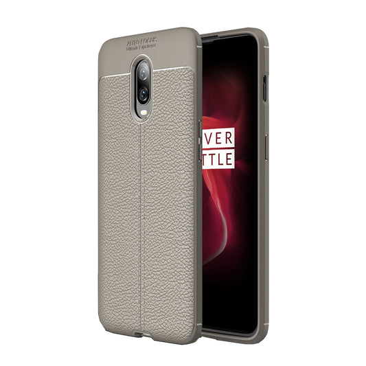 Oneplus 6T Leather Texture Case Grey