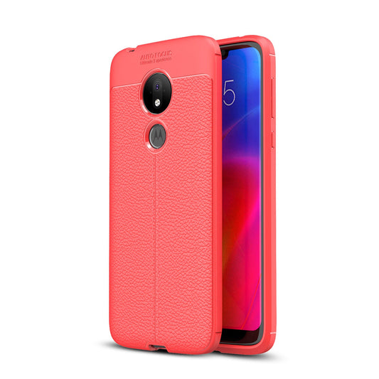 Moto G7 Power Leather Texture Case Red
