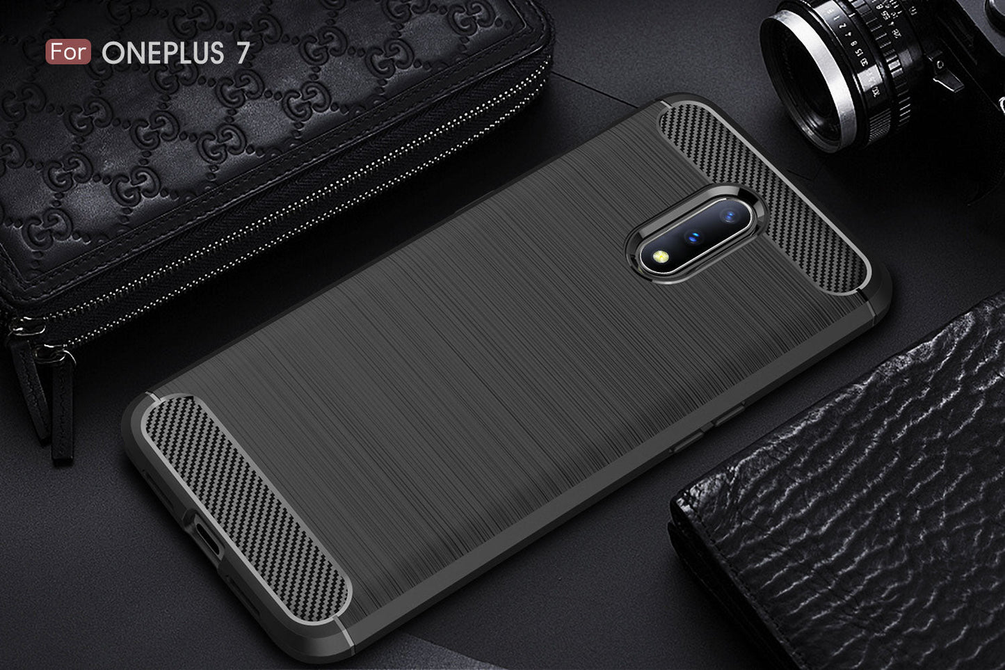 Oneplus 7 Carbon Fibre Case [Black]
