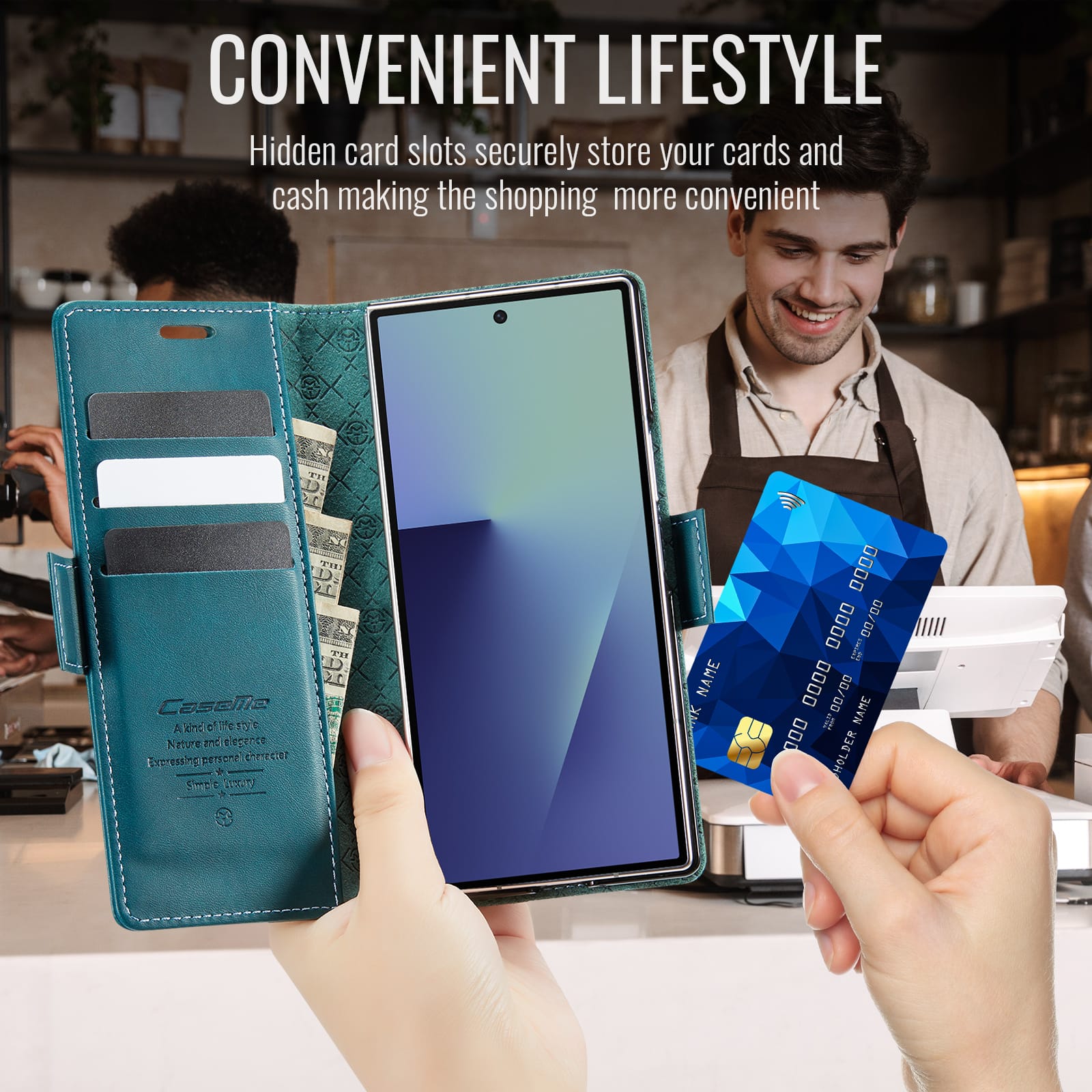 Galaxy Z Fold 7 Pu Wallet Case [Teal]